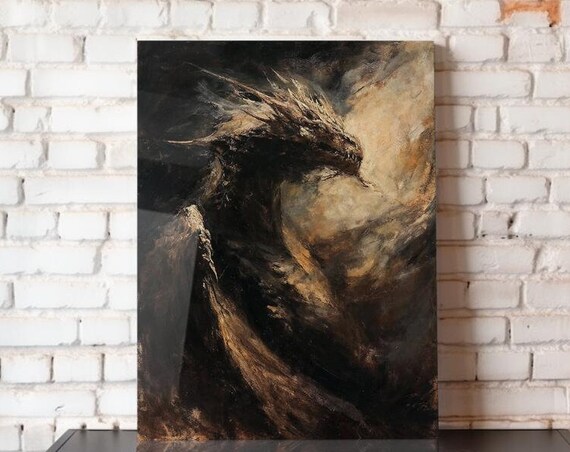 Metal Poster Dragon Wall Art Dragon Print Dark Academia 8x10 12x16 16x20