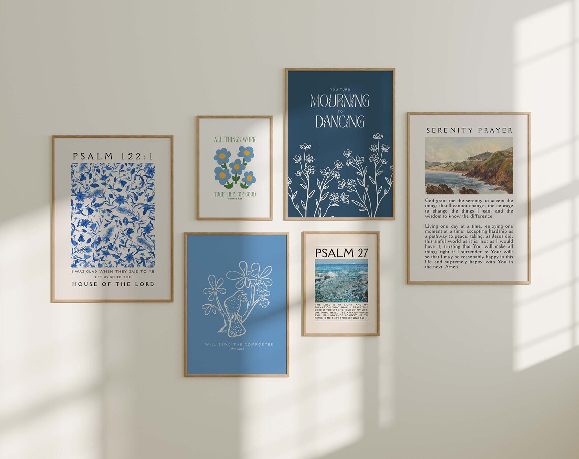 Christian Wall Art Bundle, Vintage Bible Verse Prints