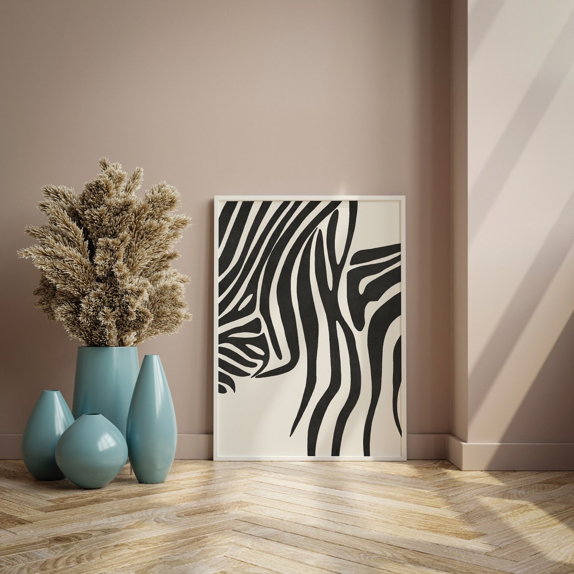 Black and White Zebra Stripe Abstract Minimalist Modern Wall Art - Image 2