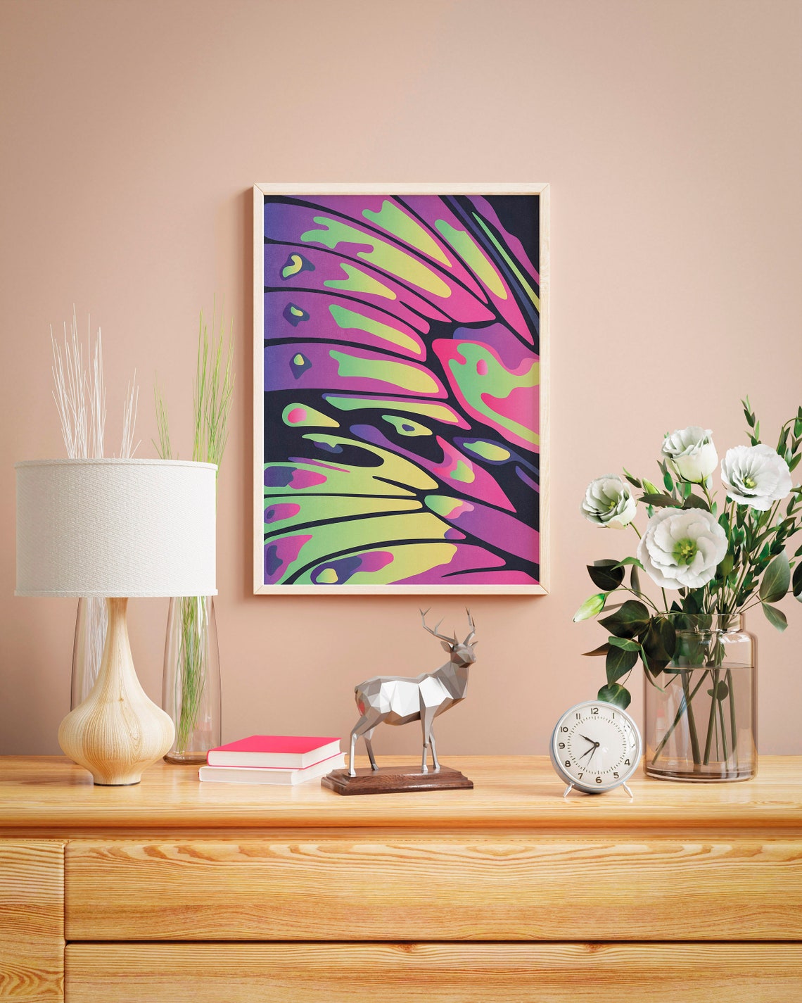 Neon Butterfly Wing Gradient Modern Abstract Color Pop Wall Art - Image 3