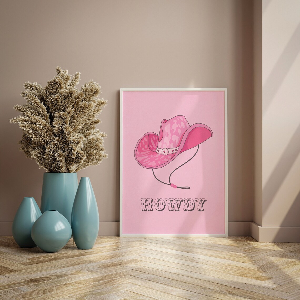 Pink Wall Art Poster Preppy Western Wall Art Print Funky Wall Art Pink Print Howdy Western Art Hat Cowgirl Art Print Dorm Room - Image 2
