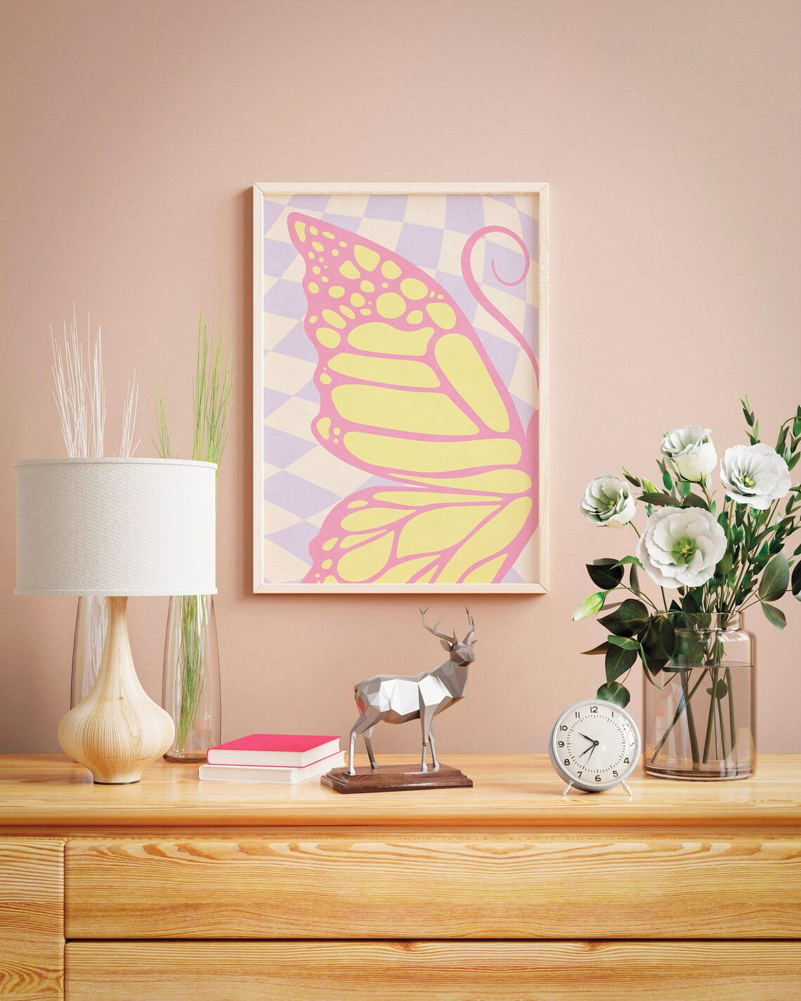 Butterfly Wings Modern Bathroom Wall Art Print - Image 3
