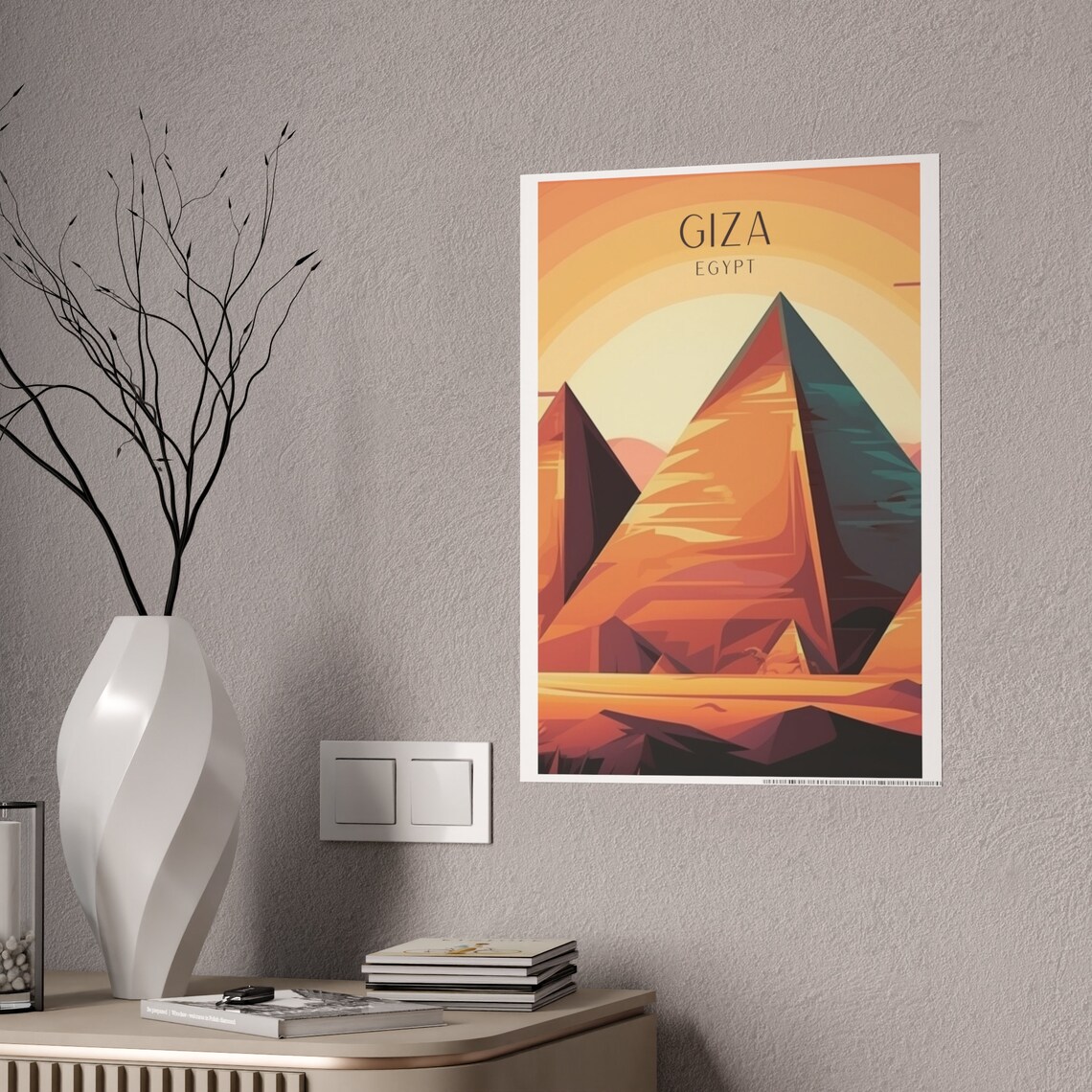 Pyramids Art Deco Travel Poster, Giza Africa - Image 5