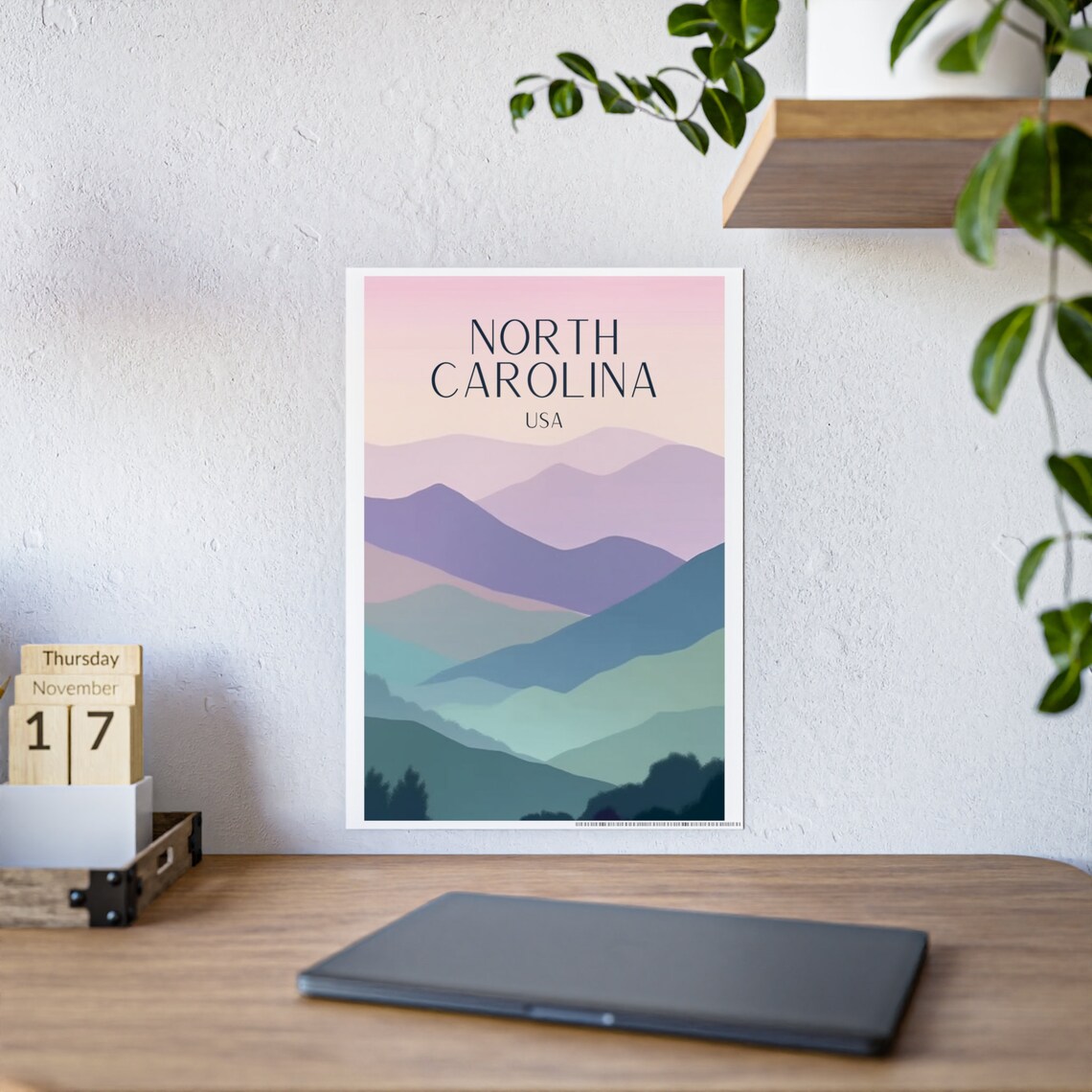 North Carolina Travel Poster, Mountain Landscape - Image 6