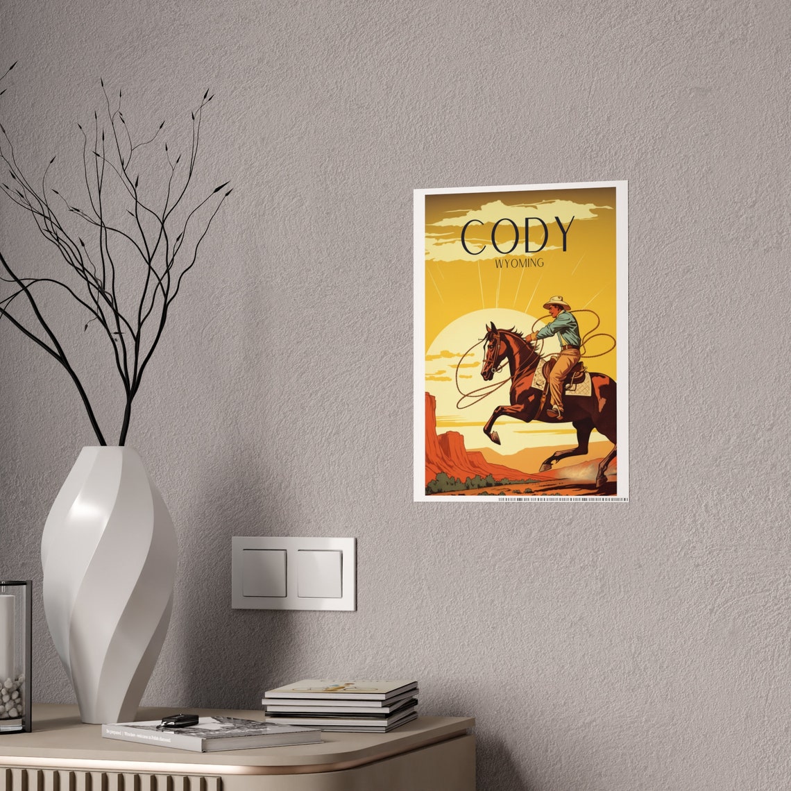 Cowboy Art Deco Travel Poster, Western Gift - Image 2