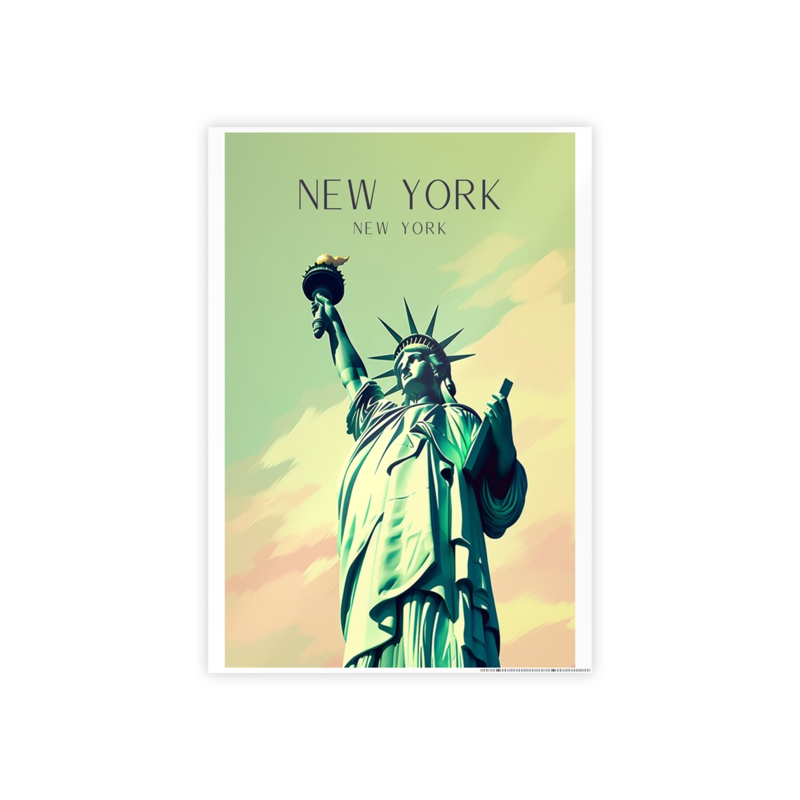 New York Art Deco Travel Poster, Statue Of Liberty