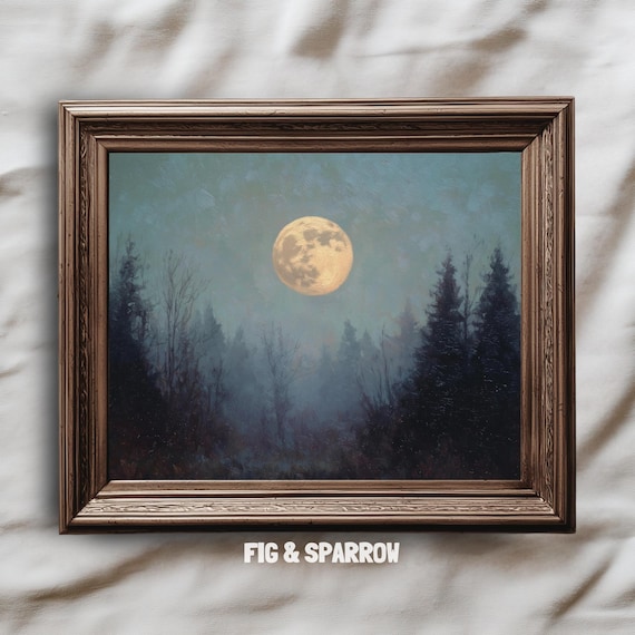 Full Moon Wall Art, Moody Night Sky