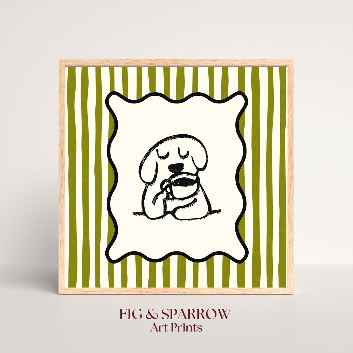 Minimalist Dog Coffee Poster Print