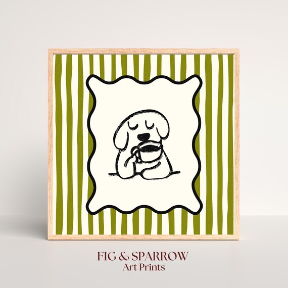 Minimalist Dog Coffee Poster Print