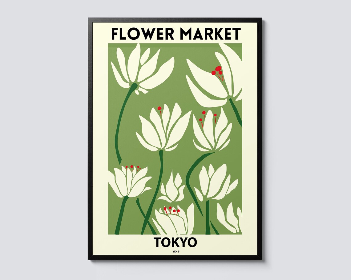 Tokyo Flower Market Modern Illustration Art Print