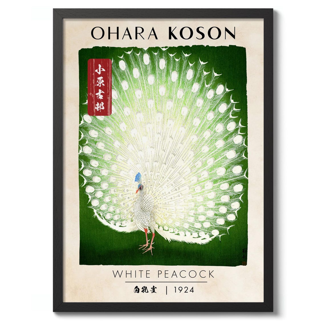 Ohara Koson White Peacock 1924 Japanese Bird Woodblock Art Print