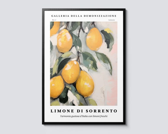 Sorrento Lemons Still Life Print Impressionist Citrus Wall Art Mediterranean Lemon Decor Amalfi Coast Inspired Poster