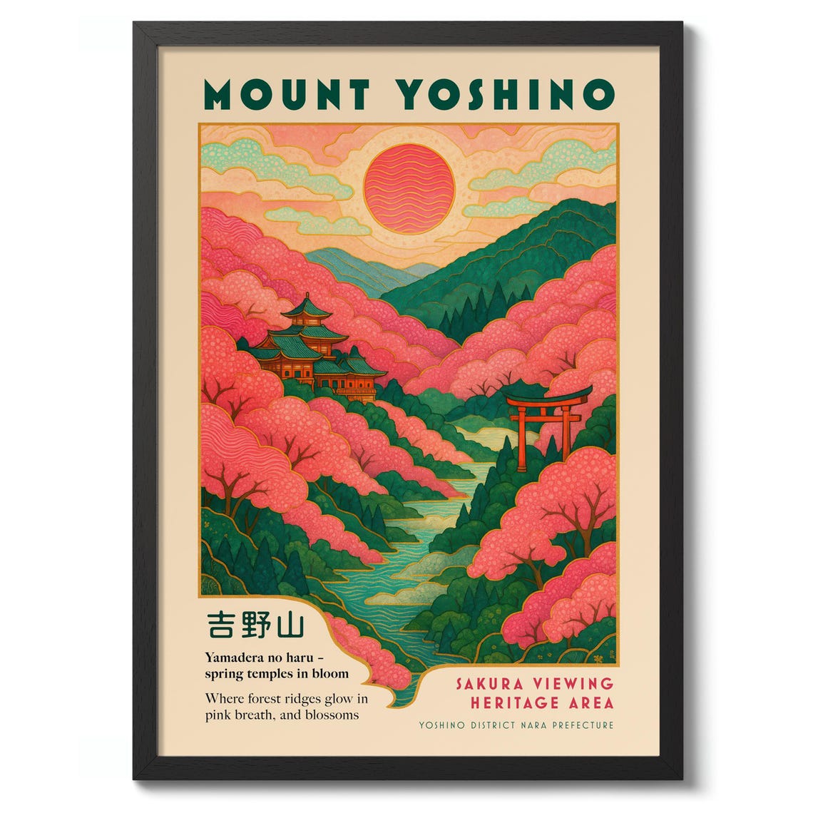 Mount Yoshino Japan Cherry Blossom Spring Temples Heritage Poster