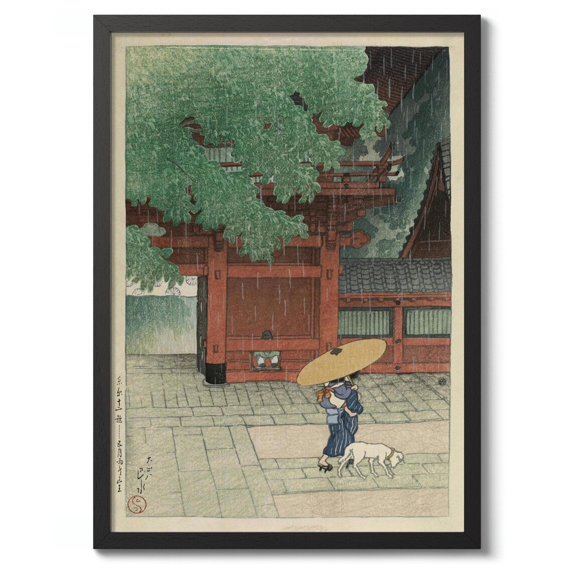 Early Summer Showers at Sanno Shrine Kawase Hasui Woodblock Poster