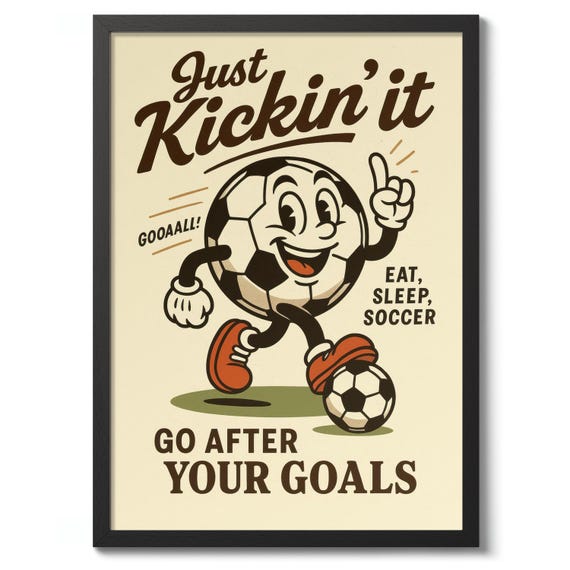 Just Kickin It Vintage Sports Poster, Football Decor