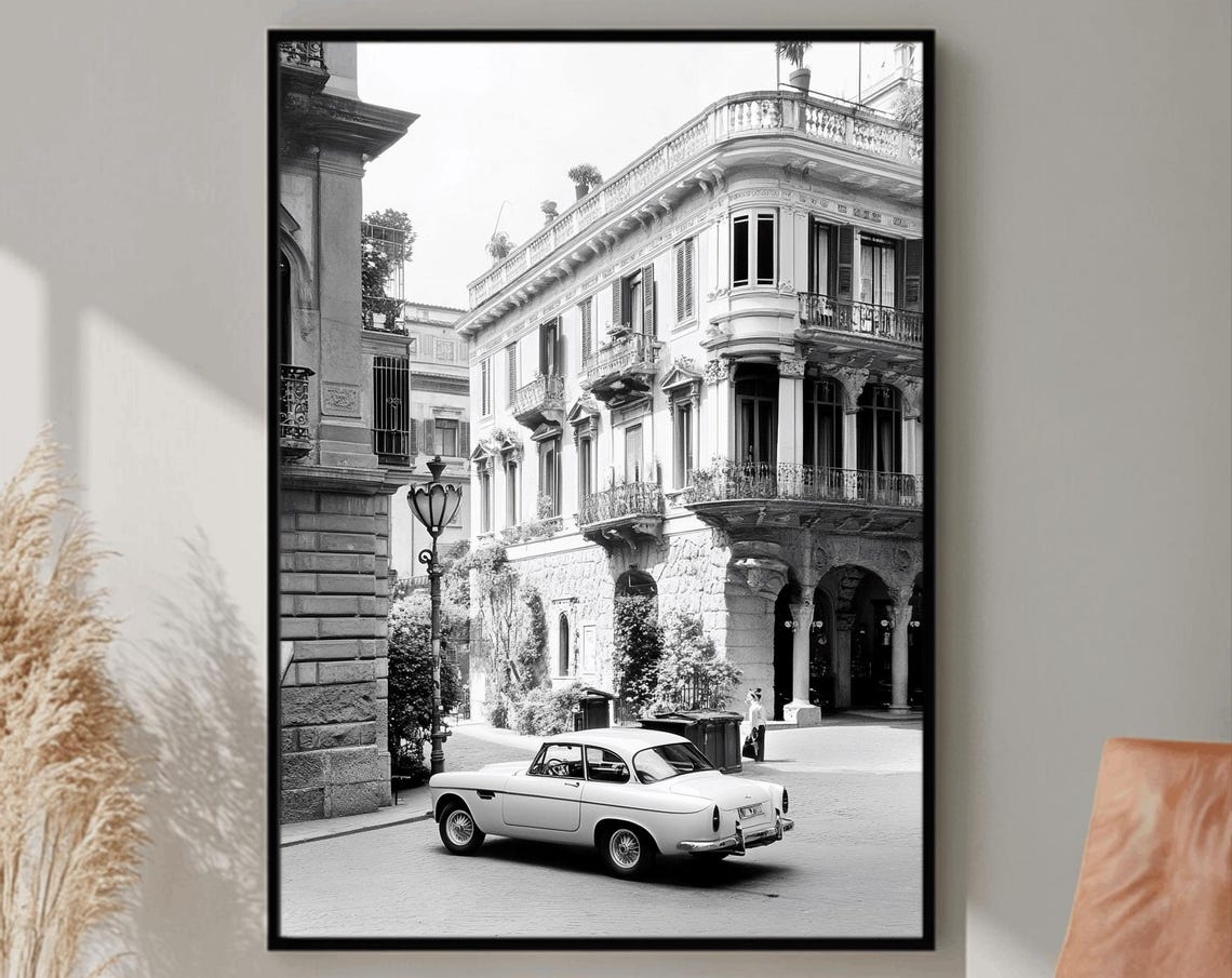 Italy Wall Art Black And White Italian Print Italian Landscape Print Mediterranean Travel Art Historic Italy Poster Architecture Photo
