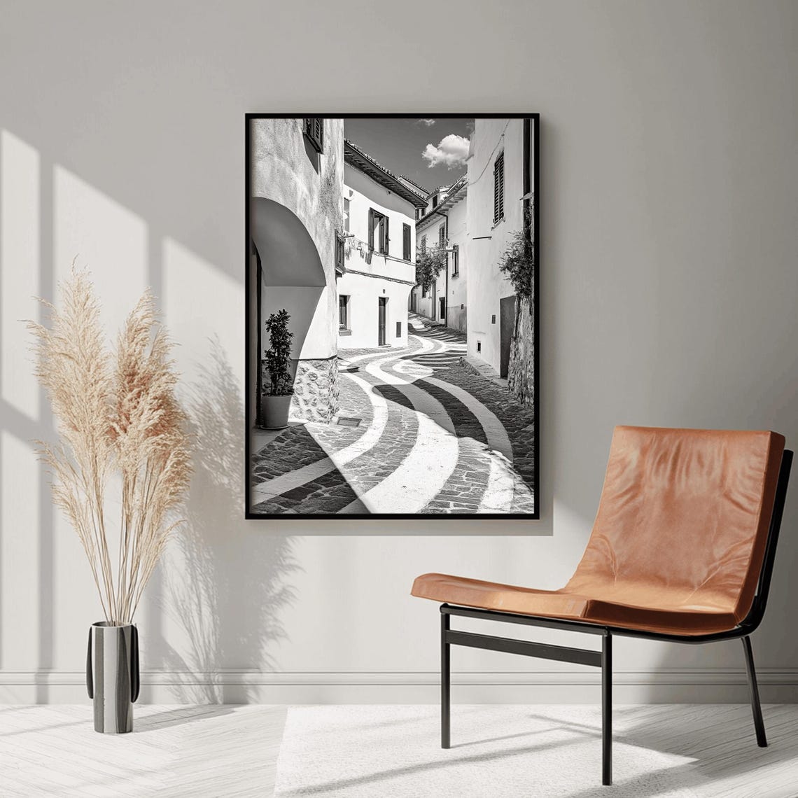 Italy Wall Art Black And White Italian Print Italian Landscape Print Mediterranean Travel Art Historic Italy Poster Architecture Photo - Image 2