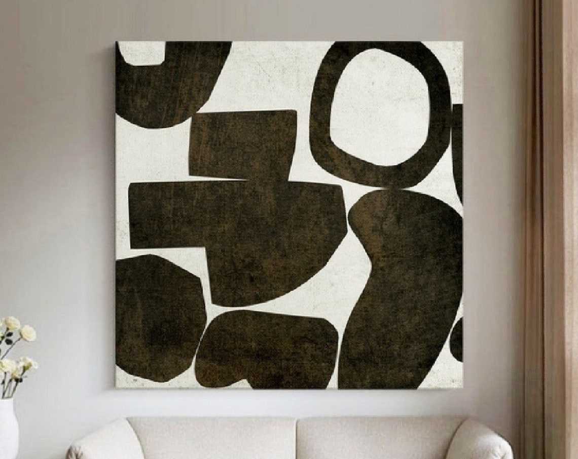 Bold Black Organic Blobs on White Minimalist Abstract Poster