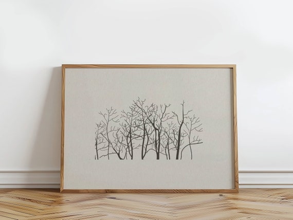 Antique Tree Sketch Vintage Wall Art Neutral Farmhouse Kitchen Country Bedroom Print
