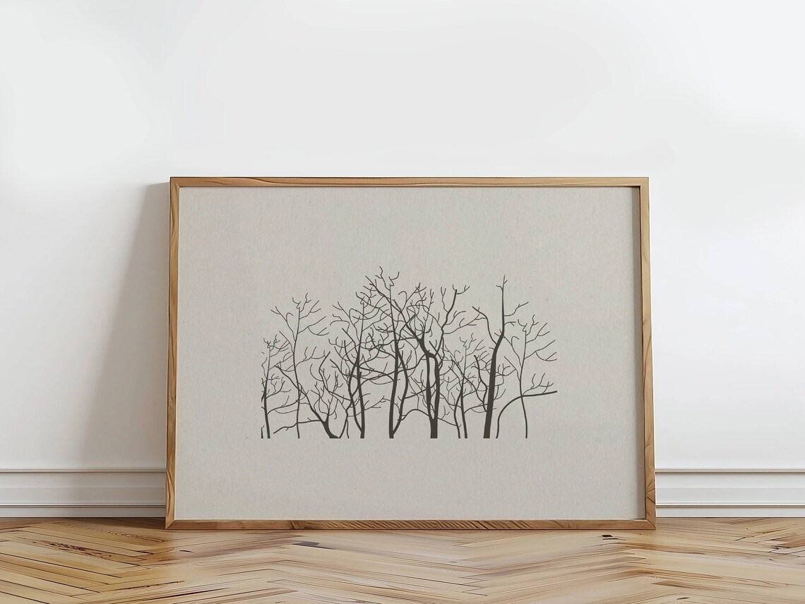 Antique Bare Winter Trees Minimalist Ink Sketch Nature Poster