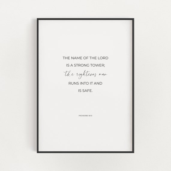 Proverbs 18:10 Bible Verse, Christian Scripture Art Print