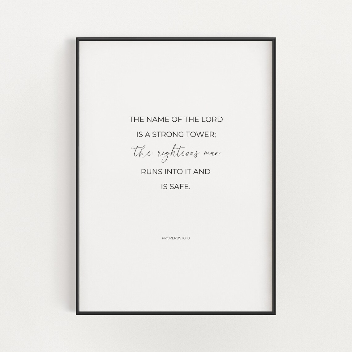 Proverbs 18:10 Bible Verse, Christian Scripture Art Print
