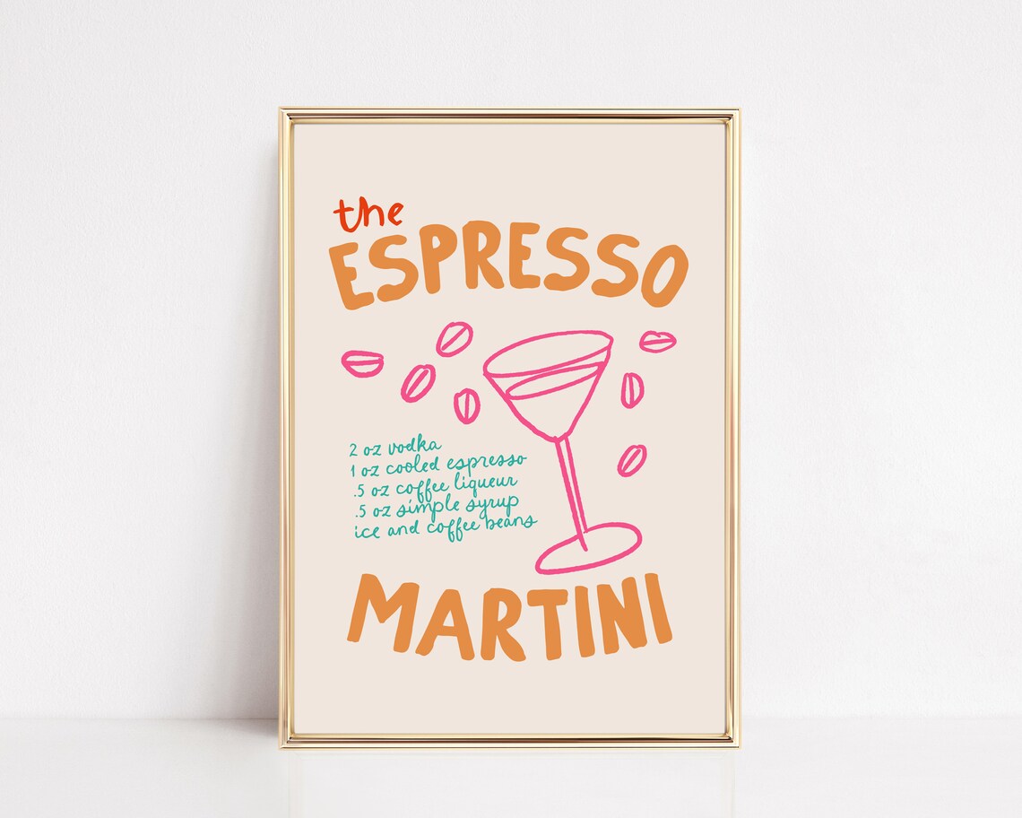 Espresso Martini Art Print, Bar Cart Decor