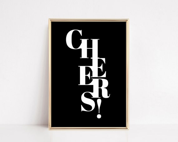 Bar Cart Cheers Print, Trendy Bar Decor Art