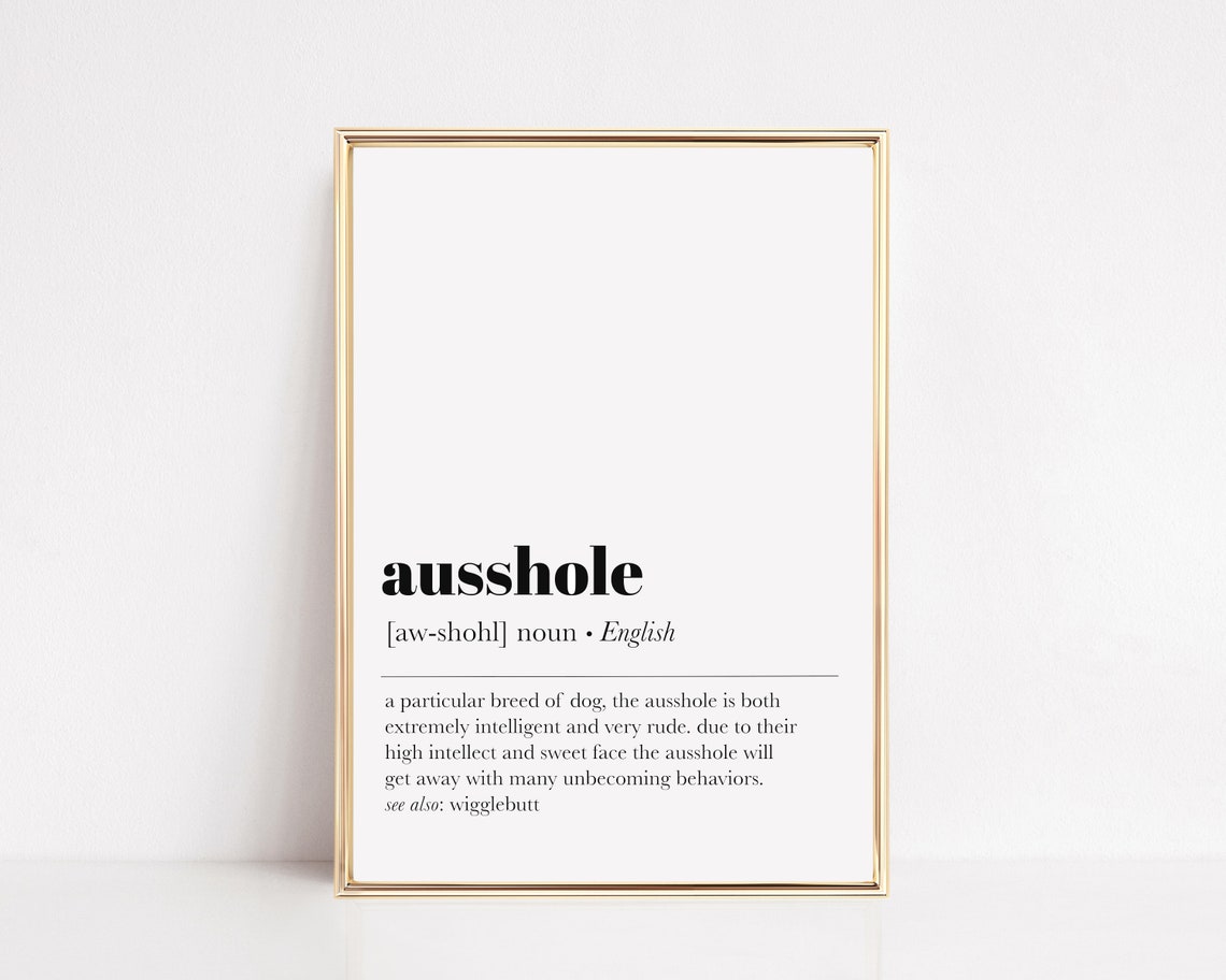 Ausshole Definition Funny Dog Lover Dictionary Decor Humor Poster