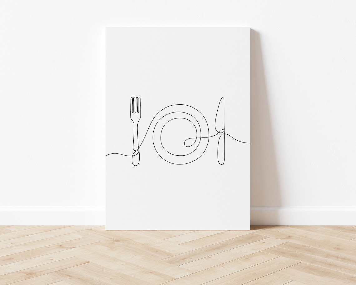 Kitchen Line Art Print, Dining Room Wall Decor