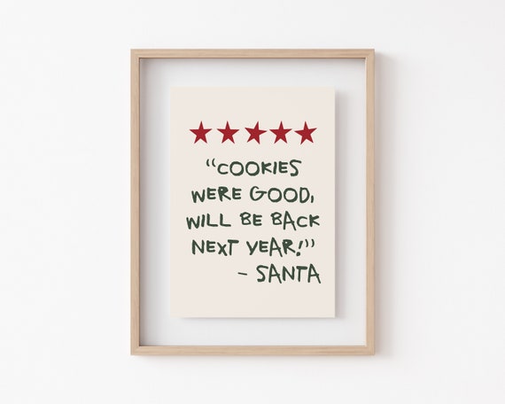 Funny Christmas Decor Rating Sign, Santa Art Print