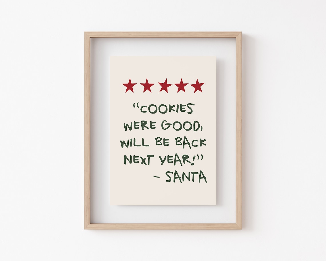 Funny Christmas Decor Rating Sign, Santa Art Print
