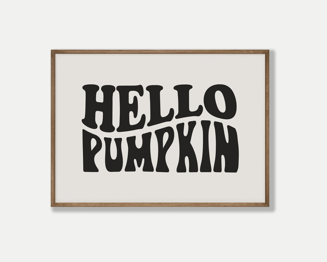 Beige Hello Pumpkin Bold Retro Groovy Fall Typography Poster - Image 2
