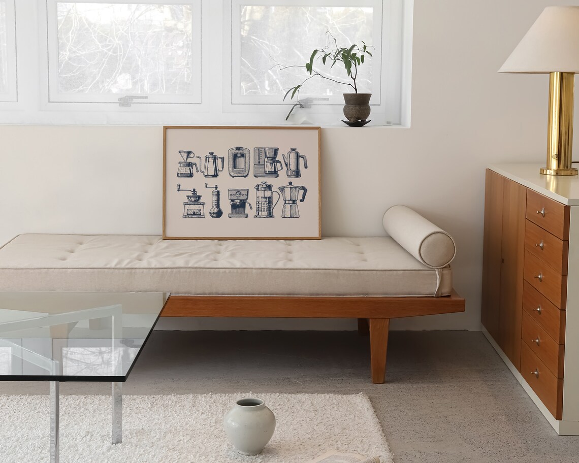 Coffee Poster, Navy Kitchen Wall Art Print - Image 3