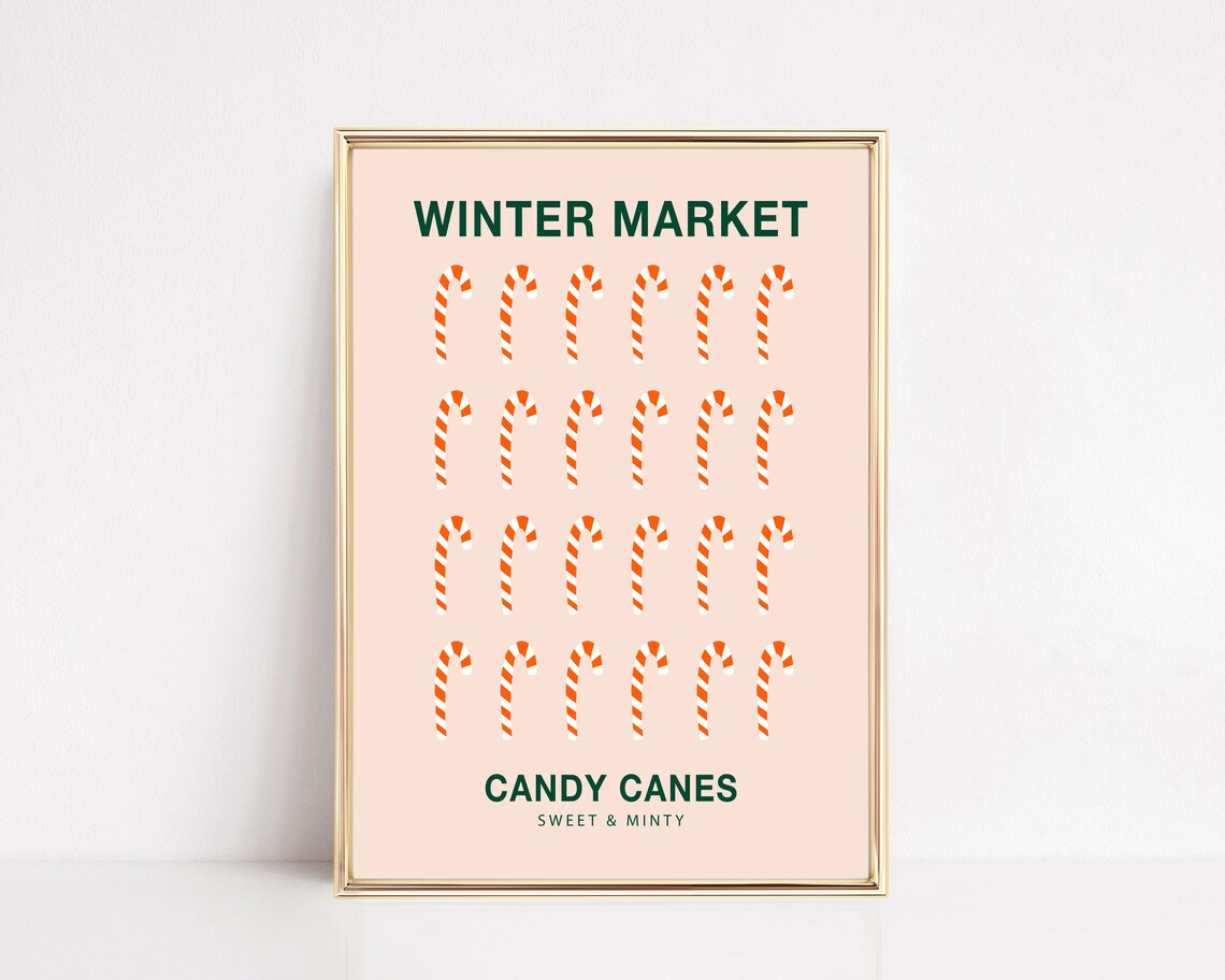 Pink Christmas Flower Market, Modern Holiday Art Print