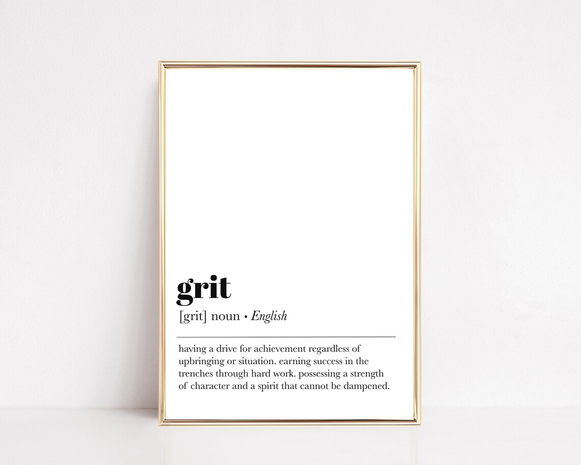 Grit Definition Art Print, Home Office Decor