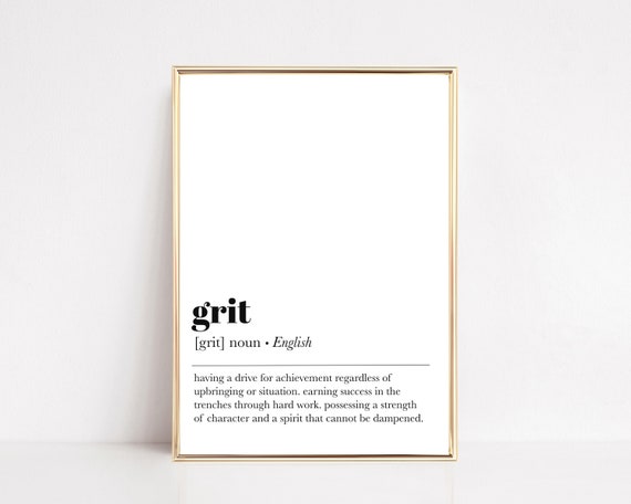 Grit Definition Art Print, Home Office Decor
