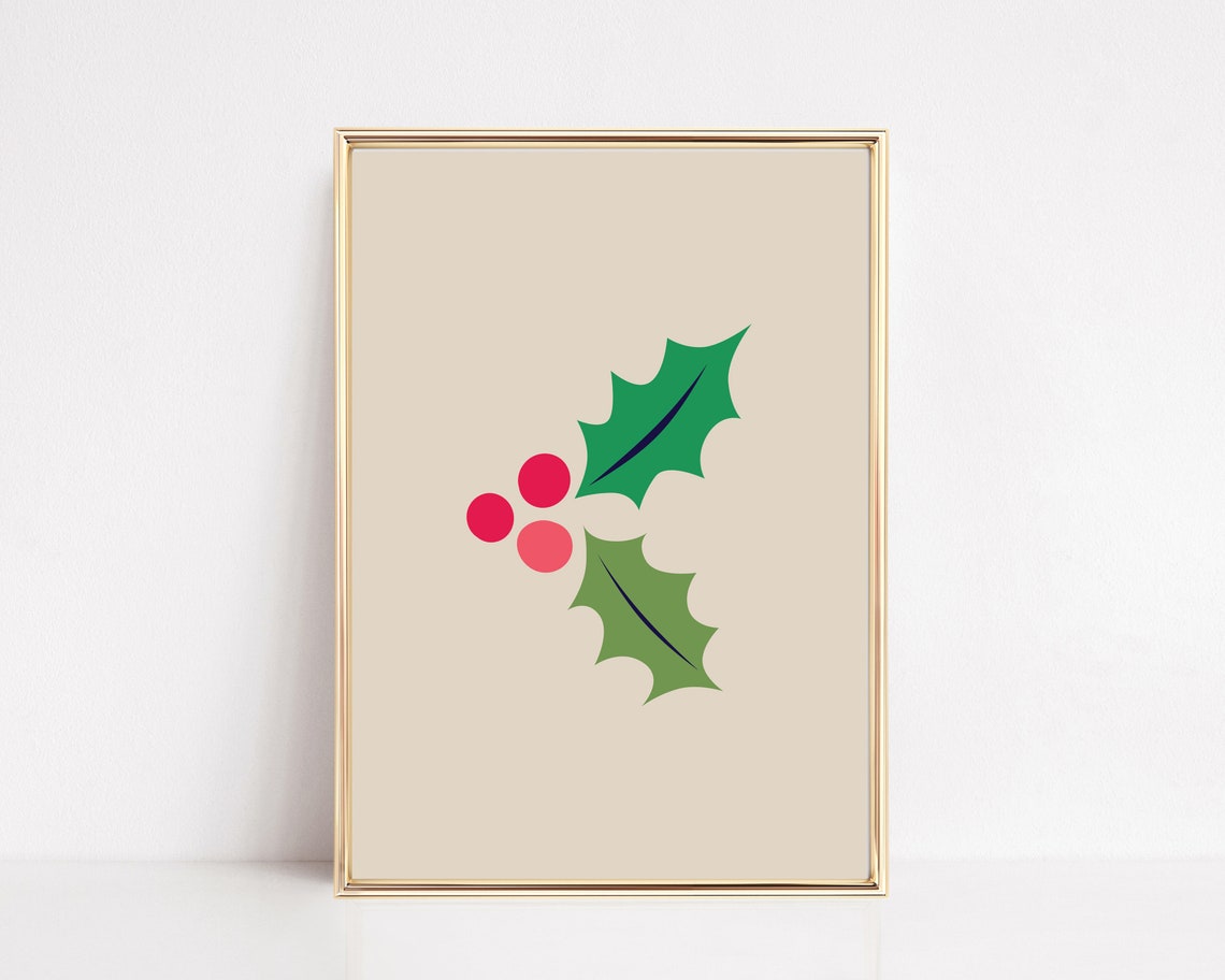 Modern Christmas Green Wall Art Print