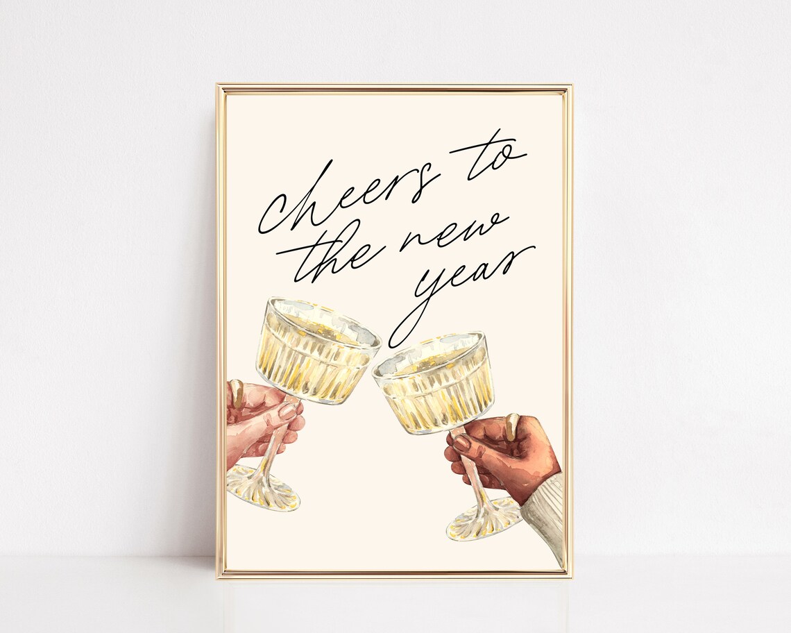 Cheers To The New Year 2024 Bar Cart Poster
