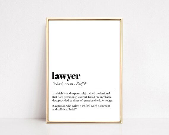 Lawyer Definition Print, Funny Law Office Art