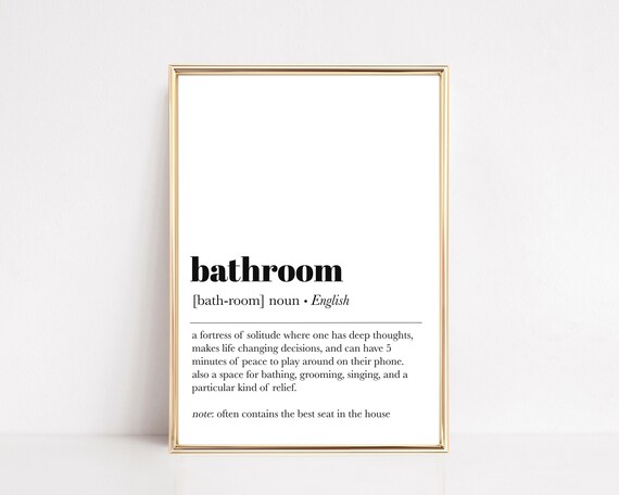 Bathroom Definition Print Funny Bathroom Art Bathroom Print Bathroom Wall Decor Washroom Print Guest Bathroom