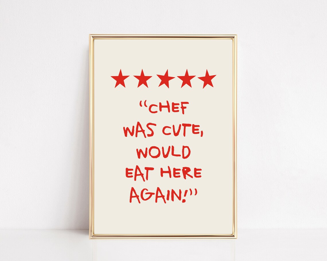 Chef Was Cute Would Eat Here Again Red Kitchen Wall Art Kitchen Decor Kitchen Print Kitchen Art - Image 2