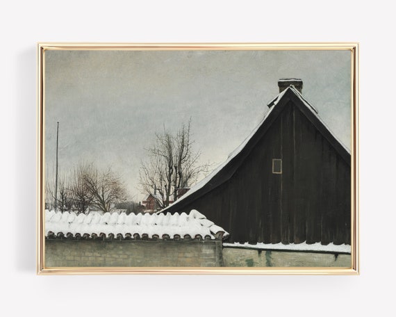Vintage Farmhouse Print Vintage Winter Print Moody Wall Art Vintage Winter Decor Christmas Art