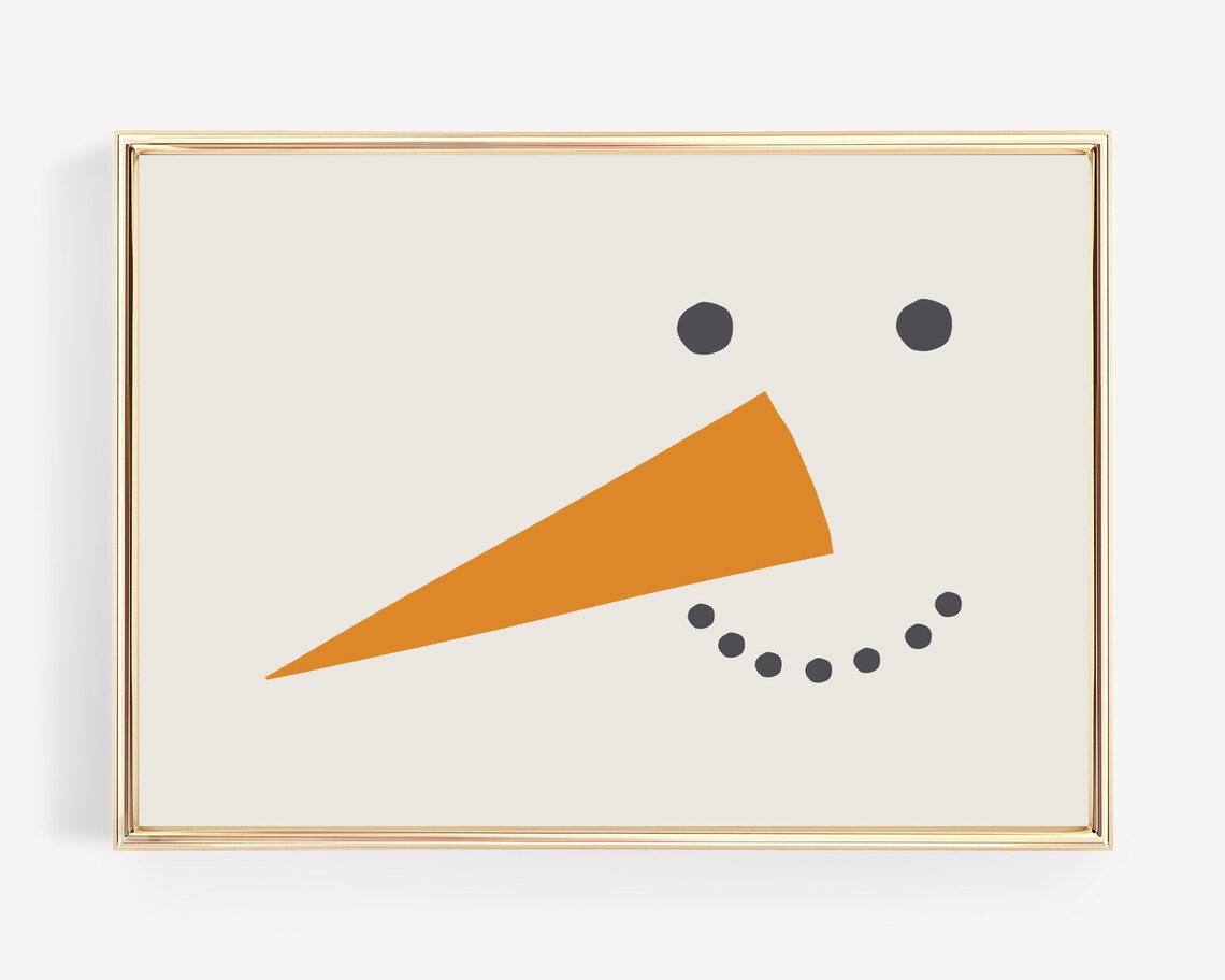 Neutral Christmas Snowman Minimalist Holiday Art Print