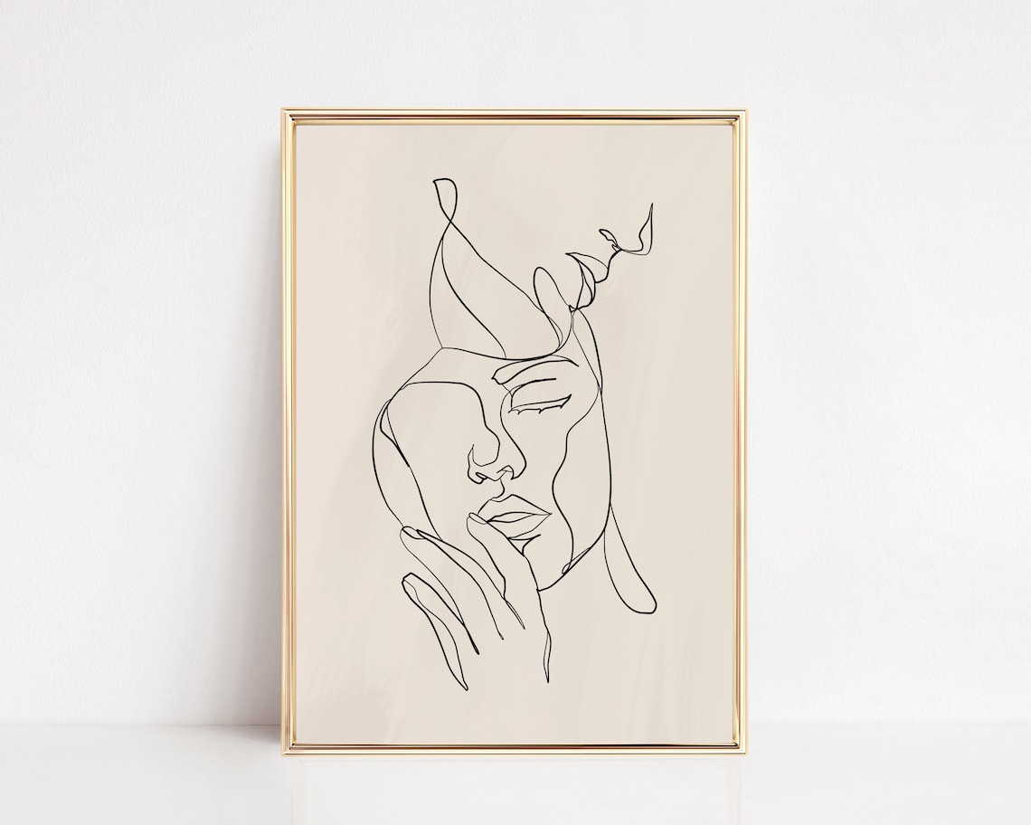Couple Line Art Print, Minimal Romantic Wall Art - Image 2