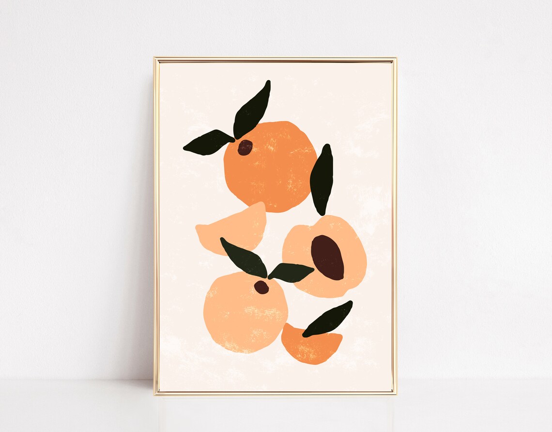 Fruit Art Print, Oranges And Peaches Kitchen Wall Art - Image 2