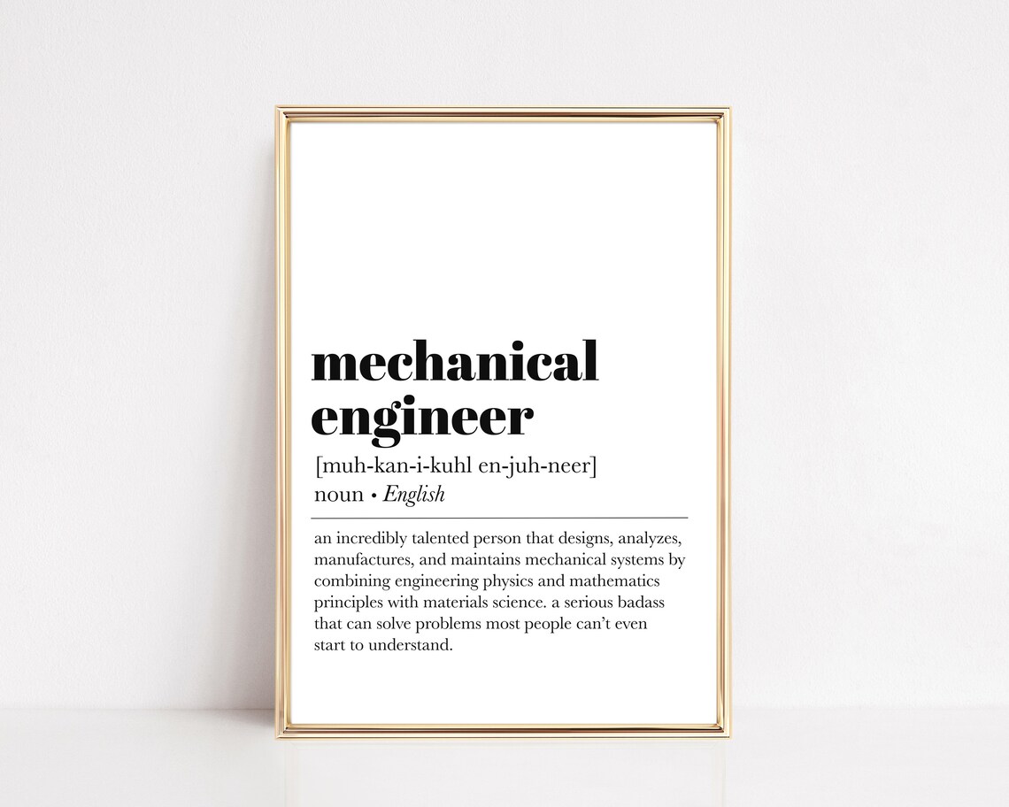 Mechanical Engineer Definition Art Print, Gift for Engineers