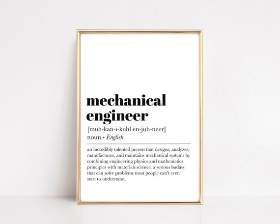 Mechanical Engineer Definition Art Print, Gift for Engineers