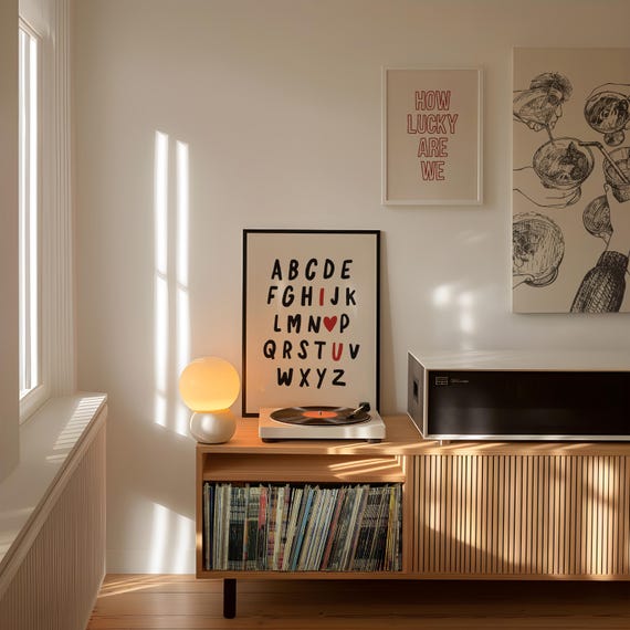 Love Alphabet Print Trendy I Love You Poster Love Letters Art Aesthetic Apartment Decor Girly Wall Art Kikiandnim Print