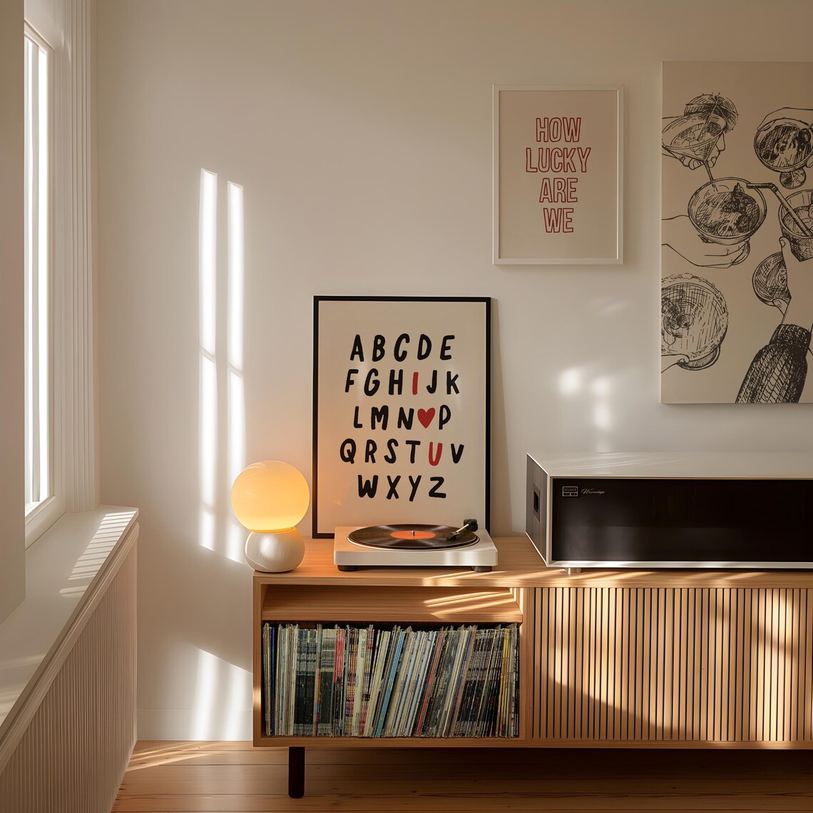 Love Alphabet Print I Love You Heart Letter Retro Typography Wall Art